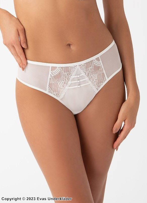 Brazilian panties, tulle, lace details, slightly higher waist